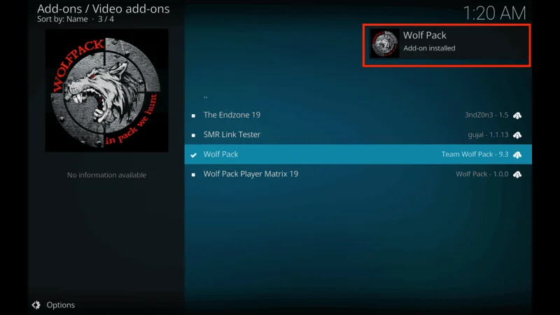 Wolf Pack Kodi Settings